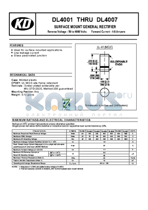 DL4003 datasheet - SURFACE MOUNT GENERAL RECTIFIER