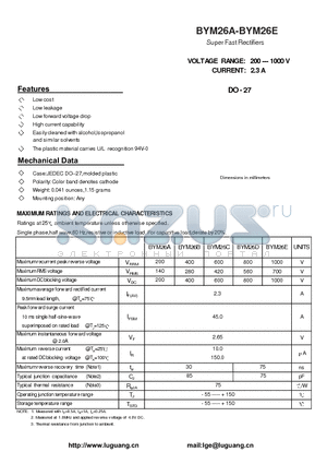 BYM26E datasheet - Super Fast Rectifiers