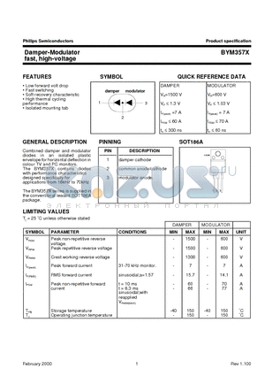 BYM357X datasheet - Damper-Modulator fast, high-voltage