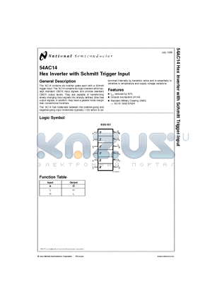 54AC14 datasheet - Hex Inverter with Schmitt Trigger Input