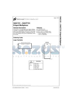 54AC151F datasheet - 8-Input Multiplexer