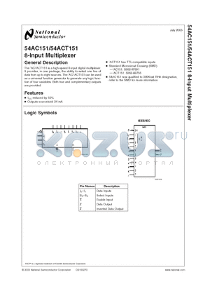 54AC151_03 datasheet - 8-Input Multiplexer