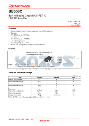 BB506CFS datasheet - Built in Biasing Circuit MOS FET IC UHF RF Amplifier