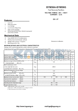 BYM36B datasheet - Fast Recovery Rectifiers