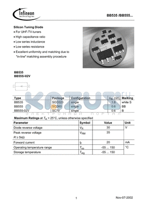 BB555 datasheet - Silicon Tuning Diode