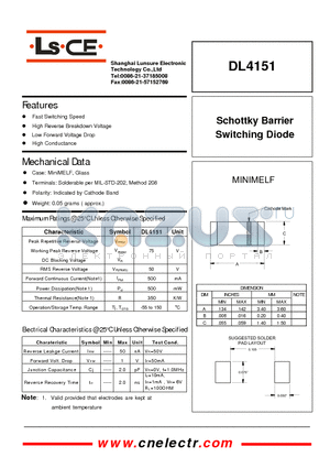 DL4151 datasheet - schottky barrier switching diode