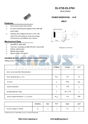 DL4728 datasheet - Zener Diodes