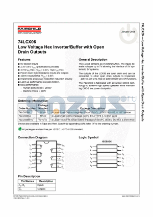 74LCX06_08 datasheet - 74LCX06 Low Voltage Hex Inverter/Buffer with Open Drain Outputs