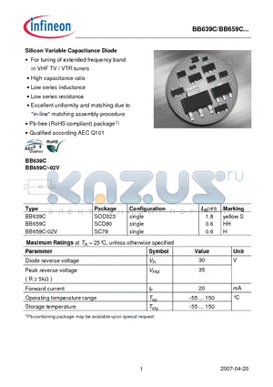 BB659C-02V datasheet - Silicon Variable Capacitance Diode