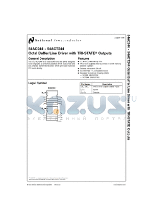 54AC244 datasheet - Octal Buffer/Line Driver with TRI-STATE Outputs