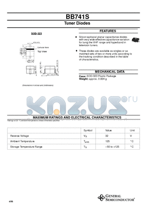 BB741S datasheet - Tuner Diodes