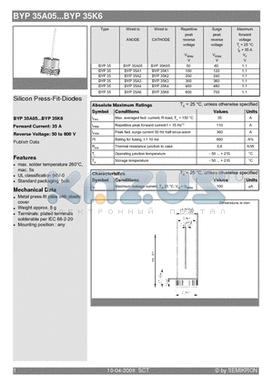 BYP35A05_06 datasheet - Silicon Press-Fit-Diodes