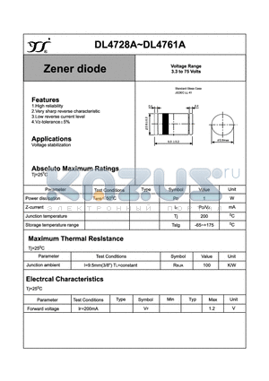 DL4731A datasheet - Zener diode