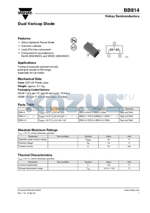 BB814-2-GS18 datasheet - Dual Varicap Diode