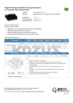 ATS-55290W-C1-R0 datasheet - High Performance X-CUT - Heat Sink, T412, BLACK-ANODIZED
