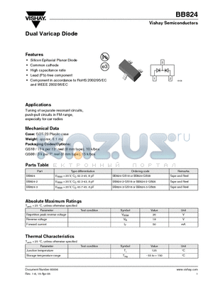 BB824 datasheet - Dual Varicap Diode