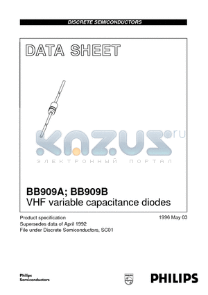 BB909A datasheet - VHF variable capacitance diodes