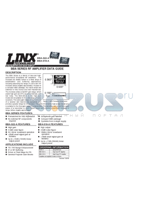 BBA-519-A datasheet - BBA SERIES RF AMPLIFIER DATA GUIDE