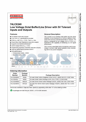 74LCX240MTC_08 datasheet - Low Voltage Octal Buffer/Line Driver with 5V Tolerant Inputs and Outputs