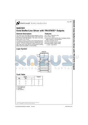 54AC541D datasheet - Octal Buffer/Line Driver with TRI-STATE Outputs