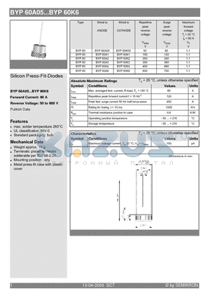 BYP60K1 datasheet - Silicon Press-Fit-Diodes