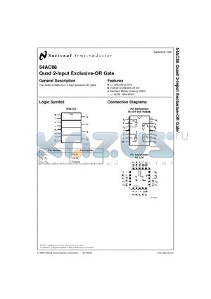 54AC86D datasheet - Quad 2-Input Exclusive-OR Gate