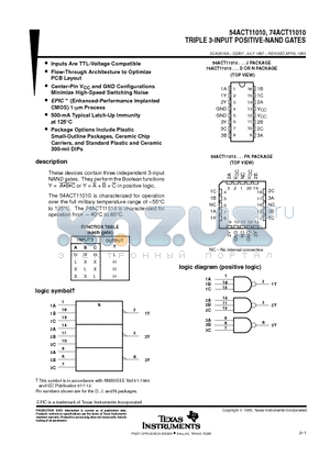54ACT11010 datasheet - TRIPLE 3-INPUT POSITIVE-NAND GATES