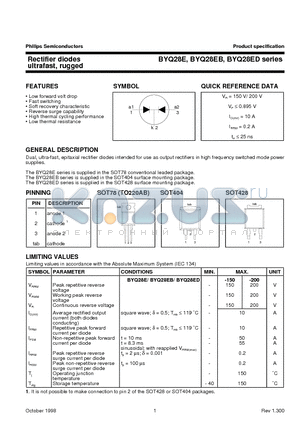 BYQ28EB-150 datasheet - Rectifier diodes ultrafast, rugged