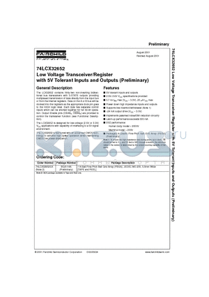 74LCX32652 datasheet - Low Voltage Transceiver/Register with 5V Tolerant Inputs and Outputs (Preliminary)