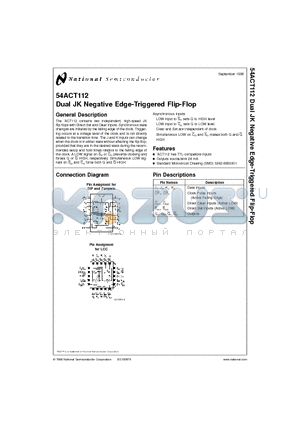 54ACT112 datasheet - Dual JK Negative Edge-Triggered Flip-Flop