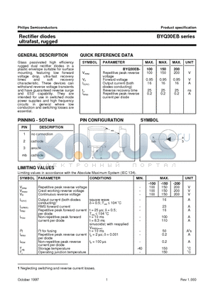 BYQ30EB-100 datasheet - Rectifier diodes ultrafast, rugged