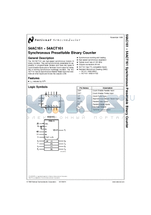 54ACT161F datasheet - Synchronous Presettable Binary Counter
