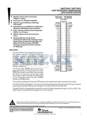54ACT16470 datasheet - 16-BIT REGISTERED TRANSCEIVERS WITH 3-STATE OUTPUTS