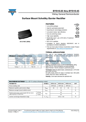 BYS10-25_10 datasheet - Surface Mount Schottky Barrier Rectifier