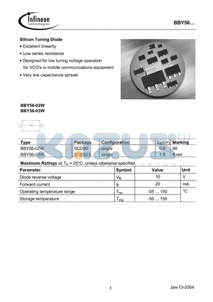 BBY56-02W datasheet - Silicon Tuning Diode