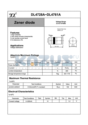 DL4742A datasheet - Zener diode