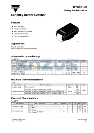 BYS12-90 datasheet - Schottky Barrier Rectifier