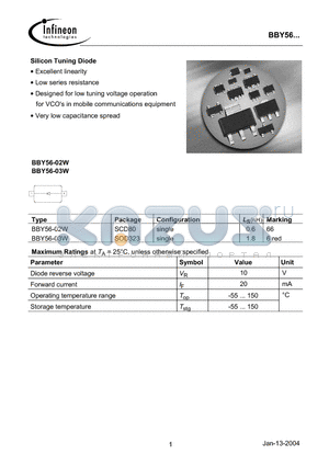 BBY56-03W datasheet - Silicon Tuning Diode