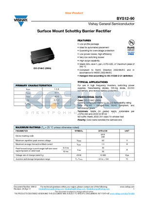 BYS12-90 datasheet - Surface Mount Schottky Barrier Rectifier