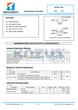 BYS11-90 datasheet - Schottky Barrier Rectifier