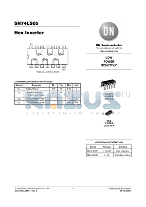 74LS05 datasheet - LOW POWER SCHOTTKY