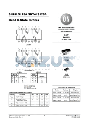 74LS125 datasheet - LOW POWER SCHOTTKY