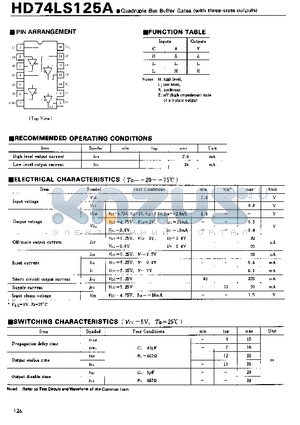 74LS125 datasheet - Quadriple Bus Buffer Gates(with three-state outputs)