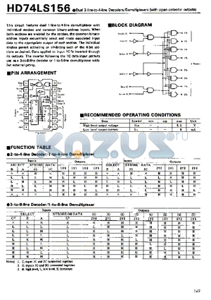 74LS156 datasheet - Dual 2-line-to-4-Line Decoders / Demultiplexers(with open collector outputs)