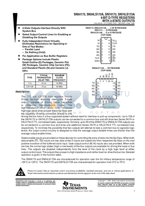 74LS173 datasheet - 4-BIT D-TYPE REGISTERS WITH 3-STATE OUTPUTS