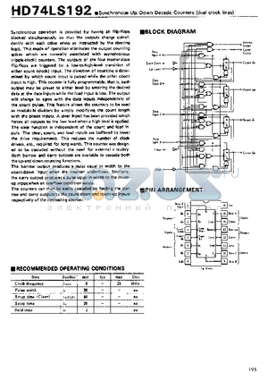 74LS192 datasheet - Synchronous Up/Down Decade Counters(dual clock lines)
