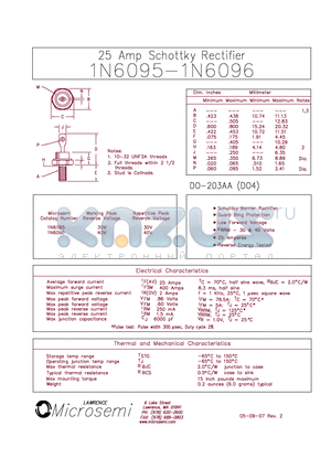 1N6095_07 datasheet - 25 Amp Schottky Rectifier