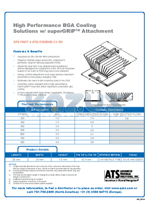 ATS-X50290B-C1-R0 datasheet - High Performance BGA Cooling