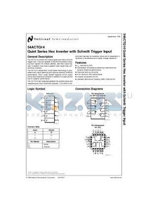 54ACTQ14D datasheet - Quiet Series Hex Inverter with Schmitt Trigger Input