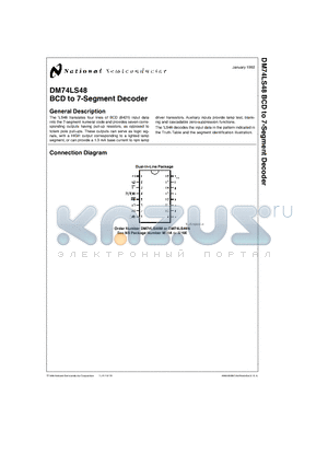 74LS48 datasheet - BCD to 7-Segment Decoder